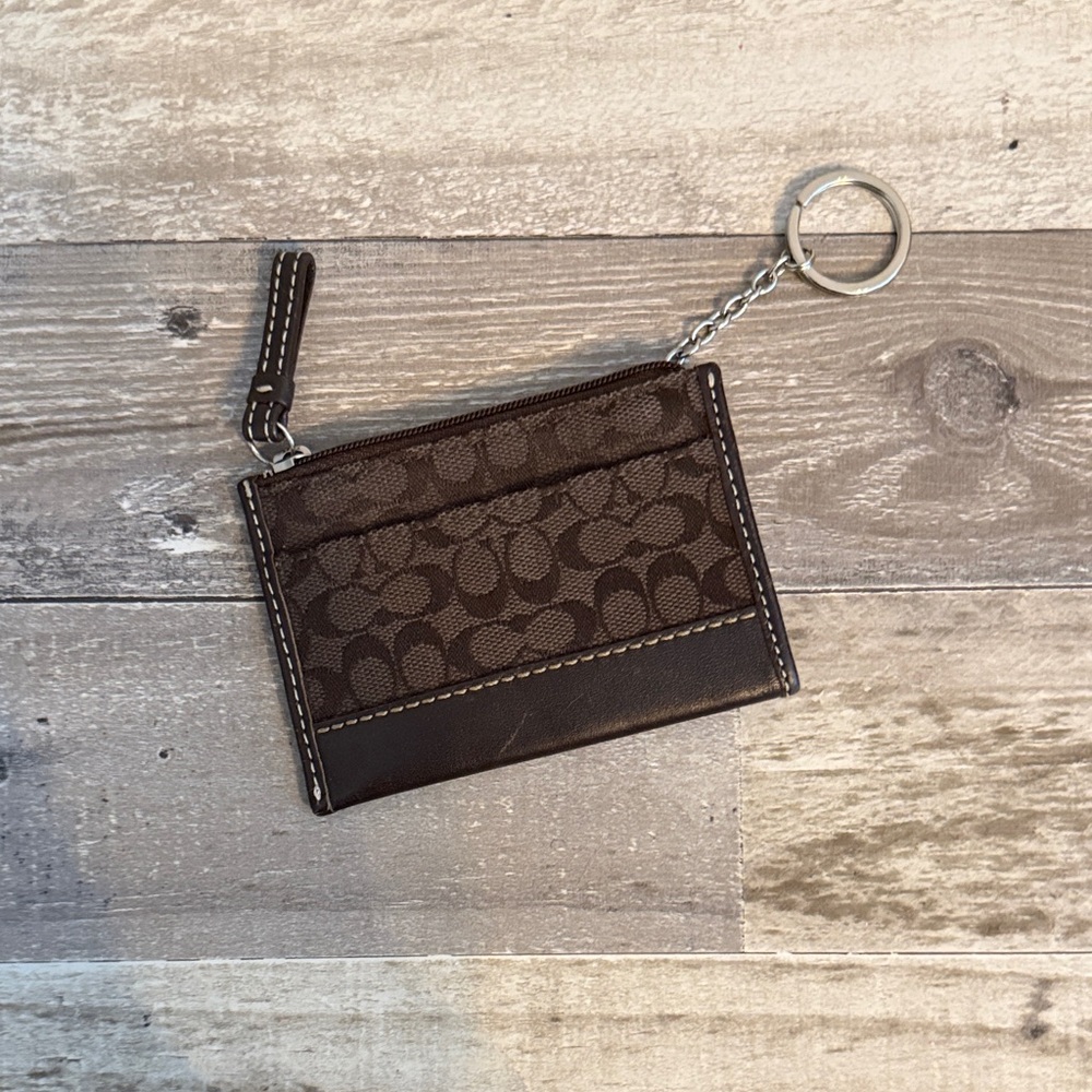 Coach Brown Monogram Keychain Wallet